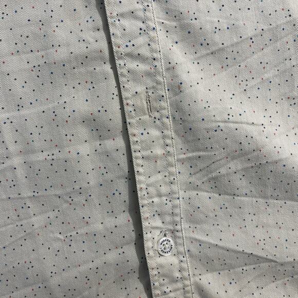 Modern Amusement White & Multicolor Thread Long Sleeve Flannel Button Shirt Sz L - Picture 4 of 9